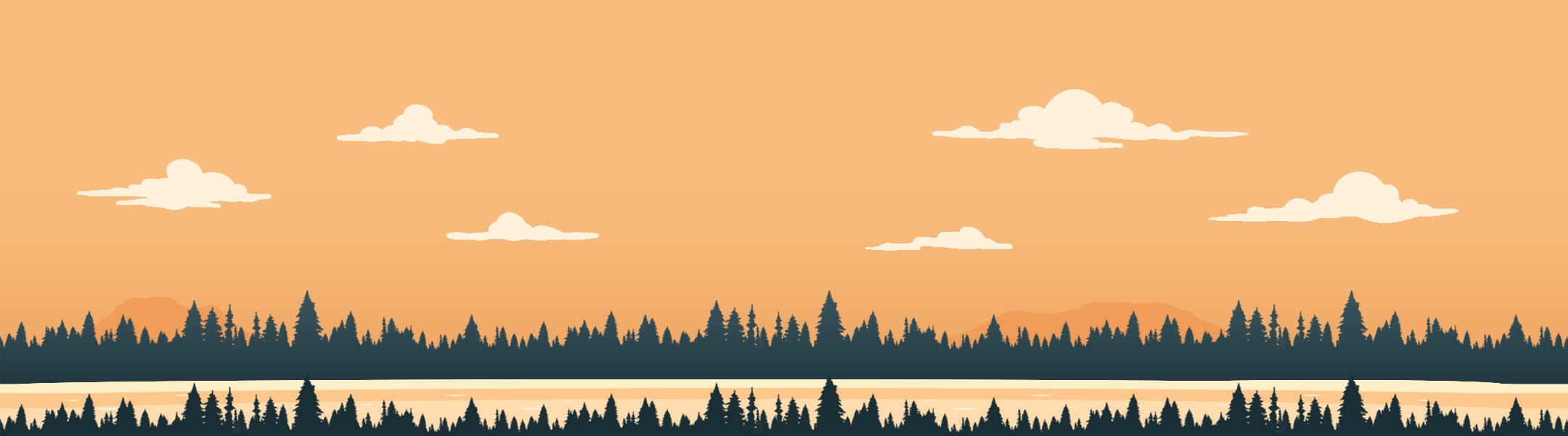 Sunset landscape of forest